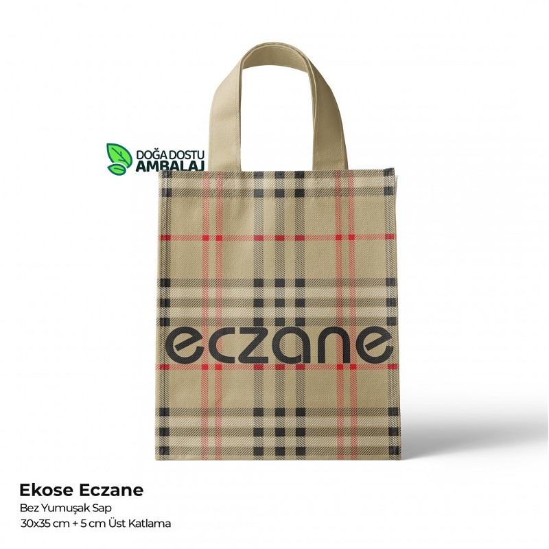 Bez Eczane Çantası Ekose 30x35cm (25 Adet)