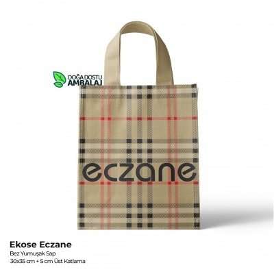 Bez Eczane Çantası Ekose 30x35cm (25 Adet)